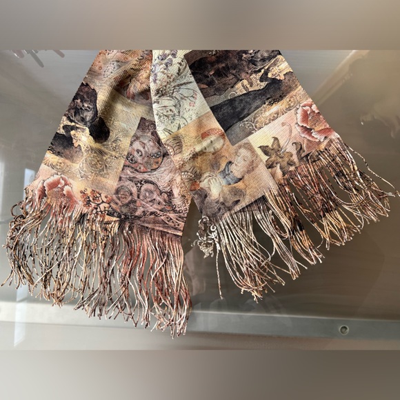 🧚NWOT Etherial Fairy Vintage Sulamith Wülfing Rare Unique Fringed Scarf 7”x 51 - Picture 13 of 17
